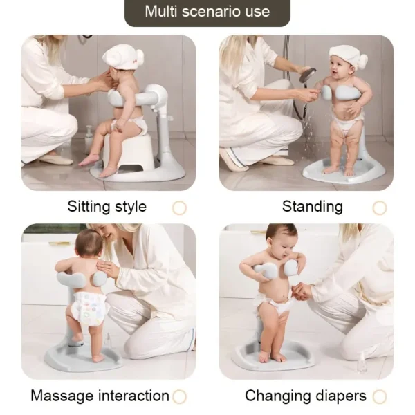 5-Speed Adjustable Baby Bath Seat with Non-Slip Base & Silicone Armrest – Foldable, Safe Bathing Assistant for Ages 6 Months–6 Years - Image 7