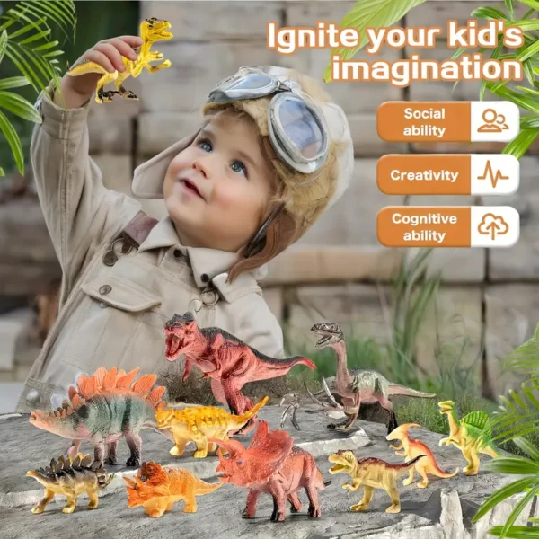 [Dinosaur Toys] 45pcs Realistic Dinosaur Toys For Kids | Dinosaur Figures With Eggs, Trees And Fences To Create Dinosaur Worlds, Educational Dolls, Perfect Gift For Boys And Girls - Image 2