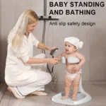 5-Speed Adjustable Baby Bath Seat with Non-Slip Base & Silicone Armrest – Foldable, Safe Bathing Assistant for Ages 6 Months–6 Years
