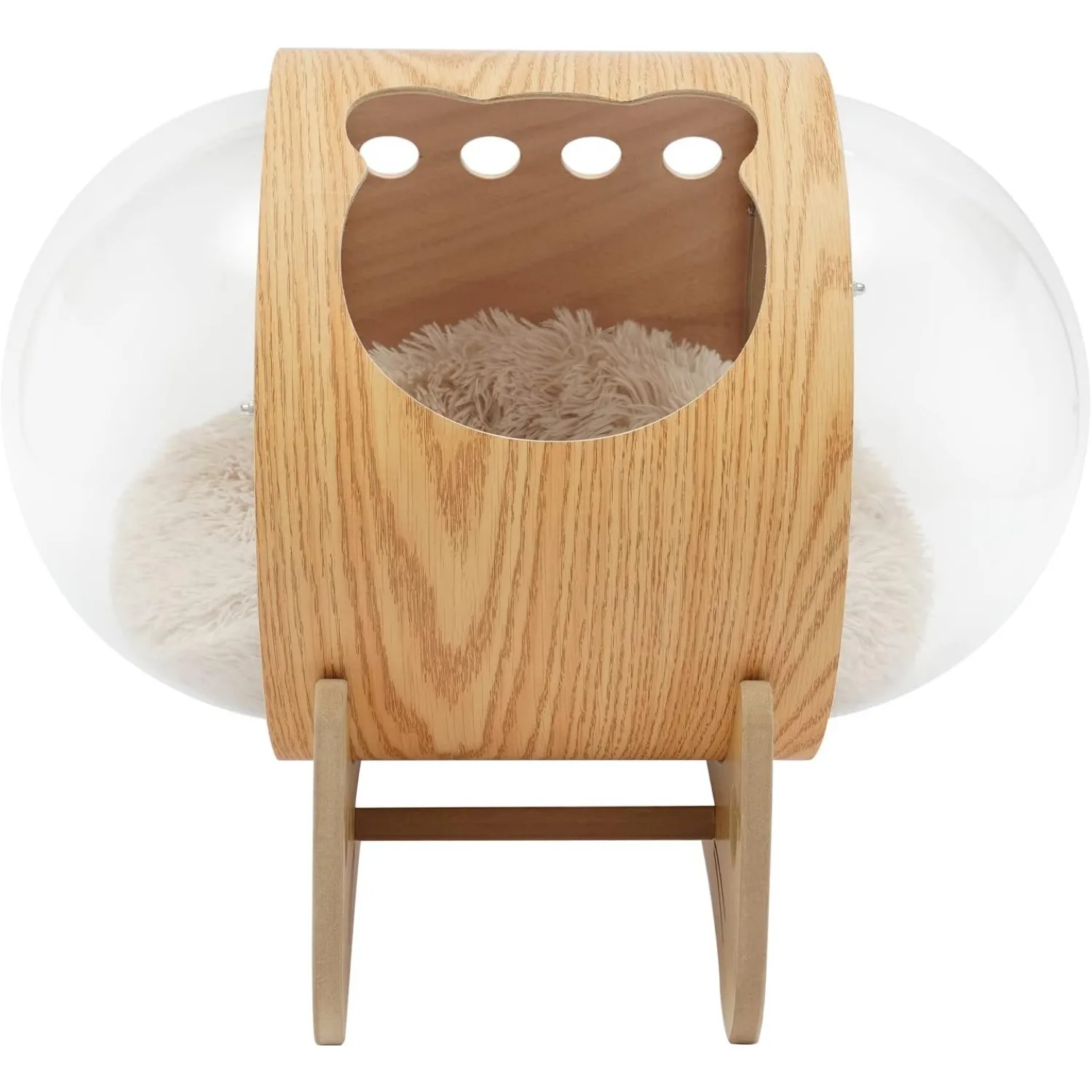 Luxury Cat Bed with Wooden Frame and Clear Acrylic Dome, 3.9" Thick Cushion, Ventilated Design, Supports Pets up to 18.7 lb - Image 6