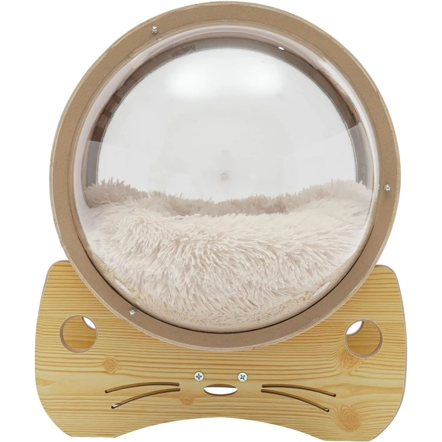 Luxury Cat Bed with Wooden Frame and Clear Acrylic Dome, 3.9" Thick Cushion, Ventilated Design, Supports Pets up to 18.7 lb - Image 4